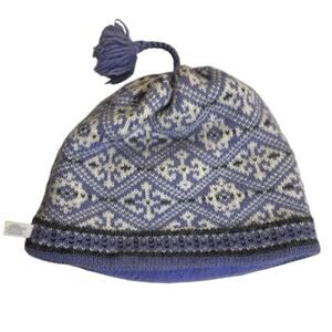 Vintage 90s Turtle Fur Purple Wool Yarn Ski Hat Beanie Toboggan Fleece Lined